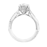 Artcarved Bridal Semi-Mounted with Side Stones Contemporary Floral Twist Engagement Ring Tulip 18K White Gold