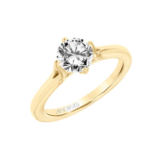 Artcarved Bridal Mounted with CZ Center Contemporary Floral Solitaire Engagement Ring Buttercup 18K Yellow Gold