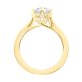 Artcarved Bridal Mounted with CZ Center Contemporary Floral Solitaire Engagement Ring Buttercup 18K Yellow Gold