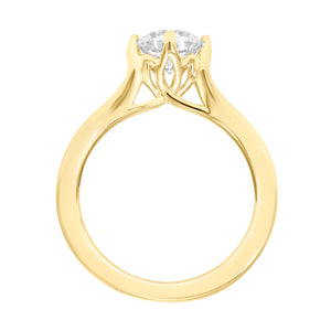 Artcarved Bridal Mounted with CZ Center Contemporary Floral Solitaire Engagement Ring Buttercup 18K Yellow Gold