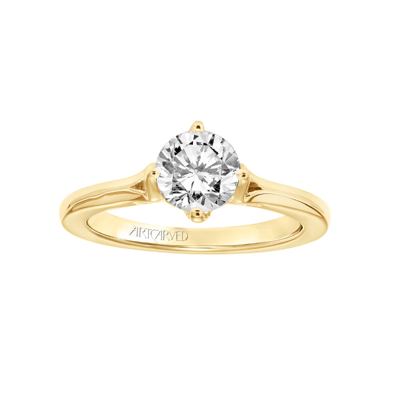 Artcarved Bridal Unmounted No Stones Contemporary Floral Solitaire Engagement Ring Buttercup 18K Yellow Gold