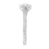 Artcarved Bridal Mounted with CZ Center Contemporary Floral Diamond Engagement Ring Delphinia 18K White Gold