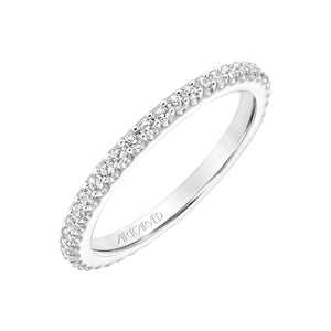 Artcarved Bridal Mounted with Side Stones Contemporary Floral Diamond Wedding Band Delphinia 14K White Gold