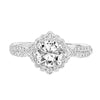 Artcarved Bridal Mounted with CZ Center Contemporary Floral Halo Engagement Ring Zinnia 14K White Gold