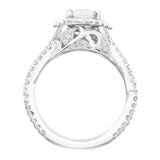 Artcarved Bridal Mounted with CZ Center Contemporary Floral Halo Engagement Ring Zinnia 14K White Gold