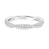 Artcarved Bridal Mounted with Side Stones Contemporary Floral Halo Diamond Wedding Band Zinnia 14K White Gold