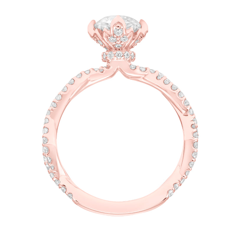 Artcarved Bridal Mounted with CZ Center Contemporary Floral Twist Engagement Ring Rose Goldlla 18K Rose Gold