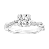 Artcarved Bridal Semi-Mounted with Side Stones Contemporary Floral Engagement Ring Daffodil 14K White Gold