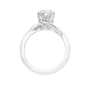 Artcarved Bridal Mounted with CZ Center Contemporary Floral Solitaire Engagement Ring Lilac 14K White Gold