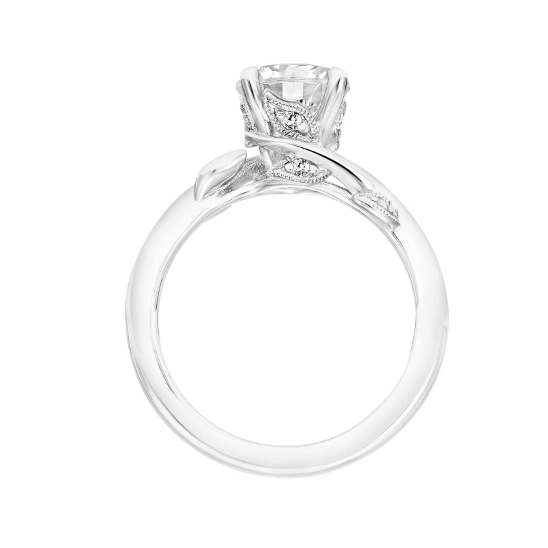 Artcarved Bridal Semi-Mounted with Side Stones Contemporary Floral Solitaire Engagement Ring Lilac 14K White Gold