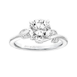 Artcarved Bridal Semi-Mounted with Side Stones Contemporary Floral Solitaire Engagement Ring Lilac 18K White Gold