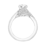 Artcarved Bridal Semi-Mounted with Side Stones Contemporary Floral Diamond Engagement Ring Calalily 14K White Gold
