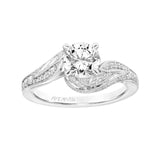 Artcarved Bridal Semi-Mounted with Side Stones Contemporary Floral Diamond Engagement Ring Calalily 14K White Gold