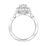 Artcarved Bridal Semi-Mounted with Side Stones Contemporary Floral Halo Engagement Ring Dalia 14K White Gold