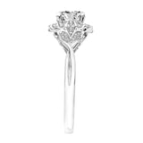 Artcarved Bridal Semi-Mounted with Side Stones Contemporary Floral Halo Engagement Ring Dalia 18K White Gold