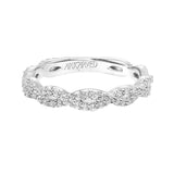 Artcarved Bridal Mounted with Side Stones Contemporary Floral 3-Stone Diamond Wedding Band Hyacinth 18K White Gold