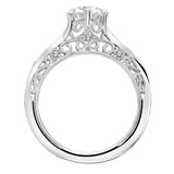 Artcarved Bridal Semi-Mounted with Side Stones Vintage Filigree Diamond Engagement Ring Faith 18K White Gold