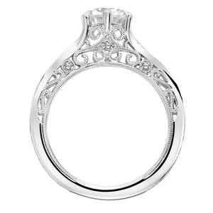 Artcarved Bridal Mounted with CZ Center Vintage Filigree Diamond Engagement Ring Faith 14K White Gold