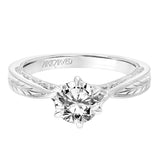 Artcarved Bridal Semi-Mounted with Side Stones Vintage Filigree Diamond Engagement Ring Faith 18K White Gold