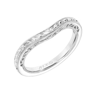 Artcarved Bridal Mounted with Side Stones Vintage Filigree Halo Diamond Wedding Band Ada 14K White Gold