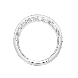 Artcarved Bridal Mounted with Side Stones Vintage Filigree Halo Diamond Wedding Band Ada 14K White Gold