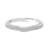 Artcarved Bridal Mounted with Side Stones Vintage Filigree Diamond Wedding Band Vera 14K White Gold