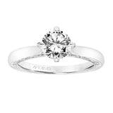 Artcarved Bridal Semi-Mounted with Side Stones Vintage Filigree Solitaire Engagement Ring Elsie 18K White Gold