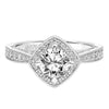 Artcarved Bridal Mounted with CZ Center Vintage Filigree Halo Engagement Ring Astrid 18K White Gold