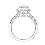 Artcarved Bridal Mounted with CZ Center Vintage Filigree Halo Engagement Ring Astrid 18K White Gold