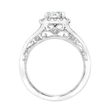 Artcarved Bridal Semi-Mounted with Side Stones Vintage Filigree Halo Engagement Ring Prudence 14K White Gold