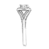 Artcarved Bridal Semi-Mounted with Side Stones Vintage Filigree Halo Engagement Ring Prudence 18K White Gold