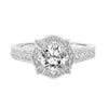 Artcarved Bridal Mounted with CZ Center Vintage Filigree Halo Engagement Ring Liviana 18K White Gold