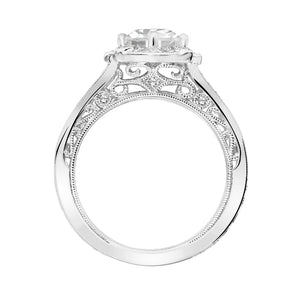 Artcarved Bridal Mounted with CZ Center Vintage Filigree Halo Engagement Ring Liviana 14K White Gold