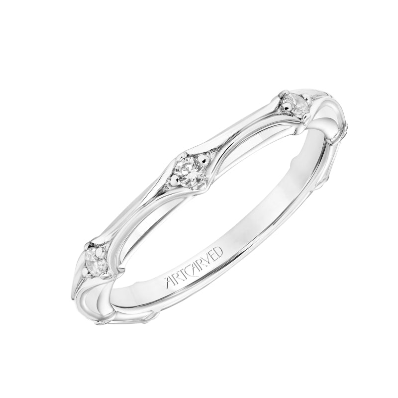 Artcarved Bridal Mounted with Side Stones Classic Halo Diamond Wedding Band Tamara 14K White Gold