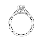 Artcarved Bridal Mounted with CZ Center Classic Diamond Engagement Ring Lorene 18K White Gold