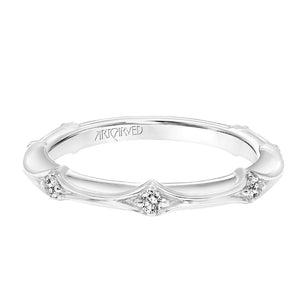 Artcarved Bridal Mounted with Side Stones Classic Diamond Wedding Band Lorene 14K White Gold