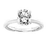 Artcarved Bridal Semi-Mounted with Side Stones Classic Diamond Engagement Ring Gigi 14K White Gold