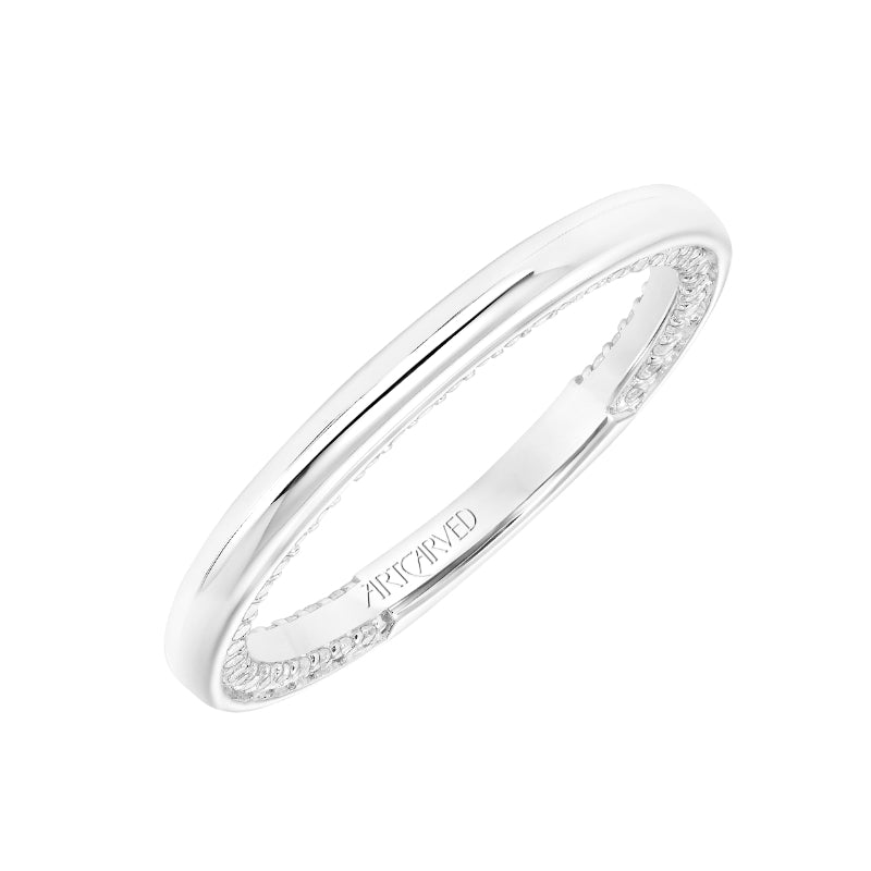 Artcarved Bridal Mounted with Side Stones Classic Diamond Wedding Band Gigi 14K White Gold