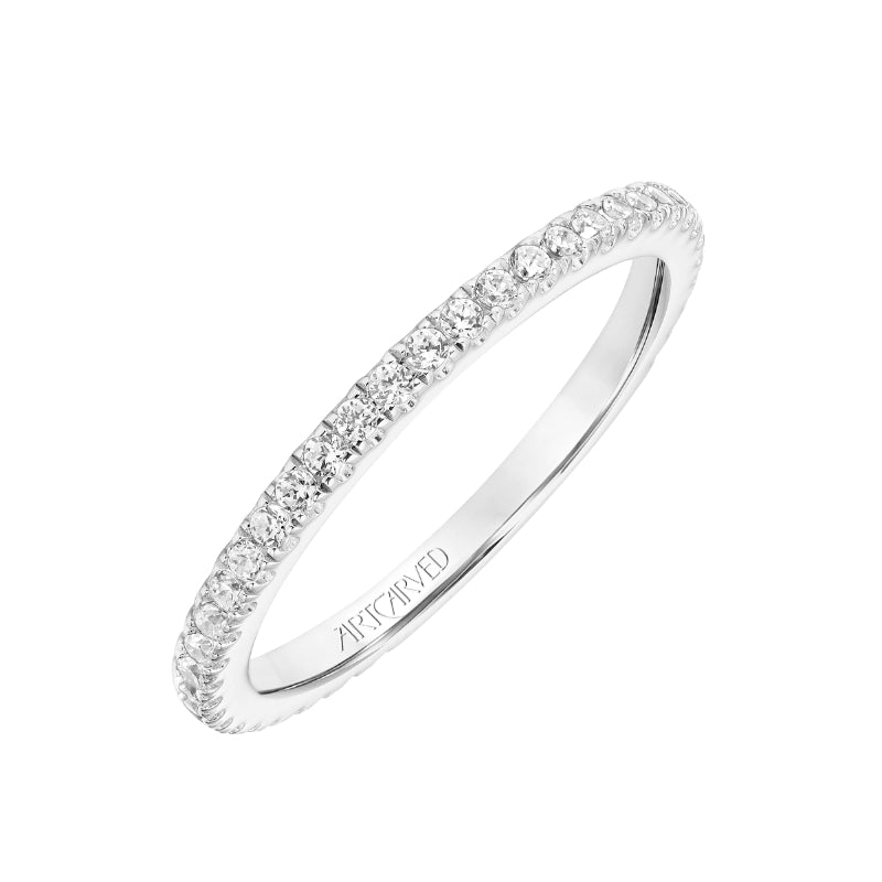 Artcarved Bridal Mounted with Side Stones Classic Diamond Wedding Band Aubrey 14K White Gold