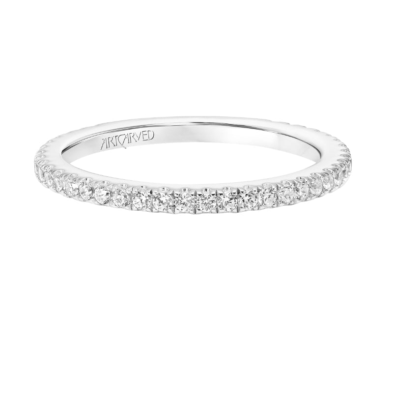 Artcarved Bridal Mounted with Side Stones Classic Diamond Wedding Band Aubrey 14K White Gold