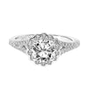 Artcarved Bridal Semi-Mounted with Side Stones Classic Halo Engagement Ring Luella 14K White Gold