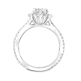 Artcarved Bridal Semi-Mounted with Side Stones Classic Halo Engagement Ring Luella 18K White Gold