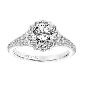 Artcarved Bridal Mounted with CZ Center Classic Halo Engagement Ring Luella 14K White Gold