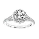 Artcarved Bridal Semi-Mounted with Side Stones Classic Halo Engagement Ring Luella 14K White Gold