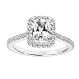 Artcarved Bridal Semi-Mounted with Side Stones Classic Halo Engagement Ring Clarissa 14K White Gold