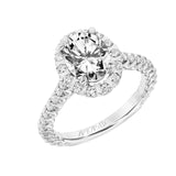 Artcarved Bridal Semi-Mounted with Side Stones Classic Halo Engagement Ring Clementine 18K White Gold