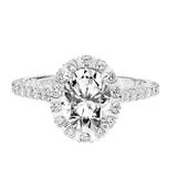 Artcarved Bridal Mounted with CZ Center Classic Halo Engagement Ring Clementine 14K White Gold