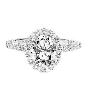 Artcarved Bridal Mounted with CZ Center Classic Halo Engagement Ring Clementine 14K White Gold