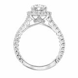 Artcarved Bridal Mounted with CZ Center Classic Halo Engagement Ring Clementine 14K White Gold