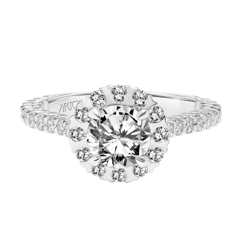 Artcarved Bridal Mounted with CZ Center Classic Halo Engagement Ring Pamela 14K White Gold